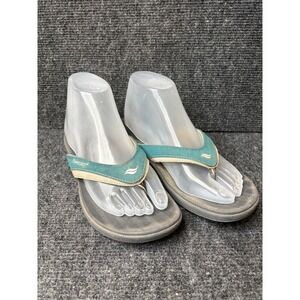 Powerstep Womens Orthotic Flip Flops Teal Gray Arch Support Sandals Size 7